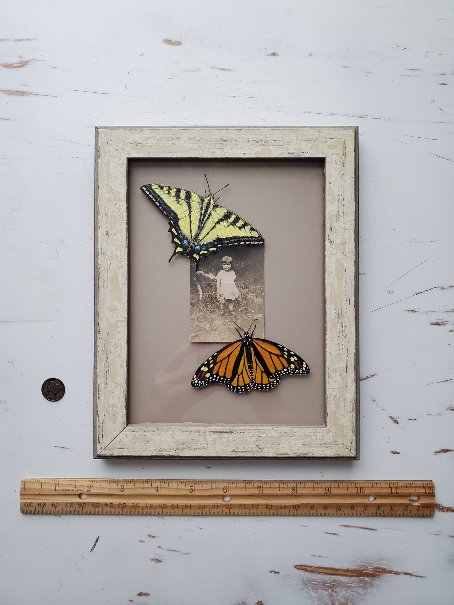 Tiger Swallowtail + Monarch + Found Photo